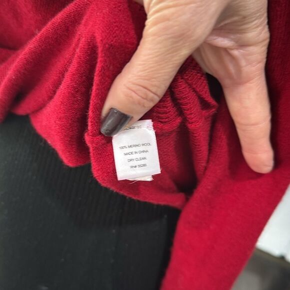 Express Women Sweater Red 100% Extra Fine Merino Wool Modern Fit Large Crewneck - Picture 7 of 7